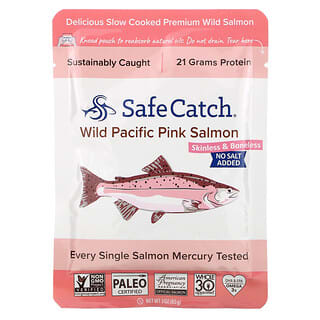 Safe Catch, Salmón rosado salvaje del Pacífico, Sin piel ni hueso, Sin sal agregada, 85 g (3 oz)