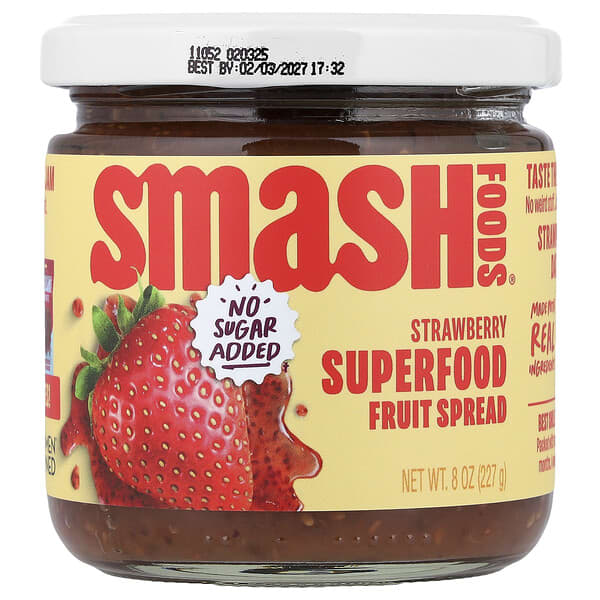 Smash Foods, 슈퍼 푸드 과일 스프레드, 딸기, 227g(8oz)