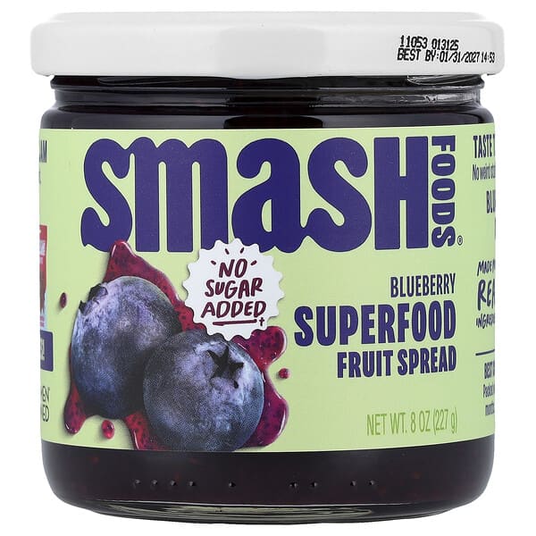 Smash Foods, 슈퍼 푸드 과일 스프레드, 블루베리, 227g(8oz)