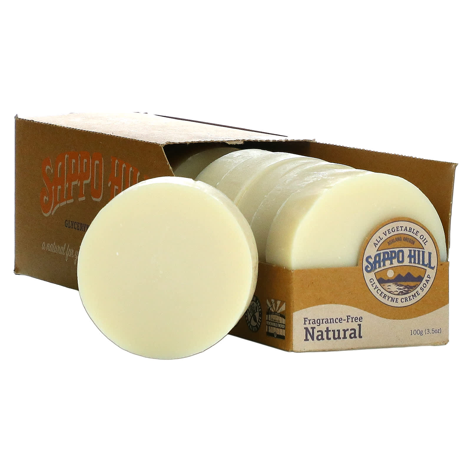 Sappo Hill, Glyceryne Cream Soap, Natural, Fragrance-Free, 12 Bars 