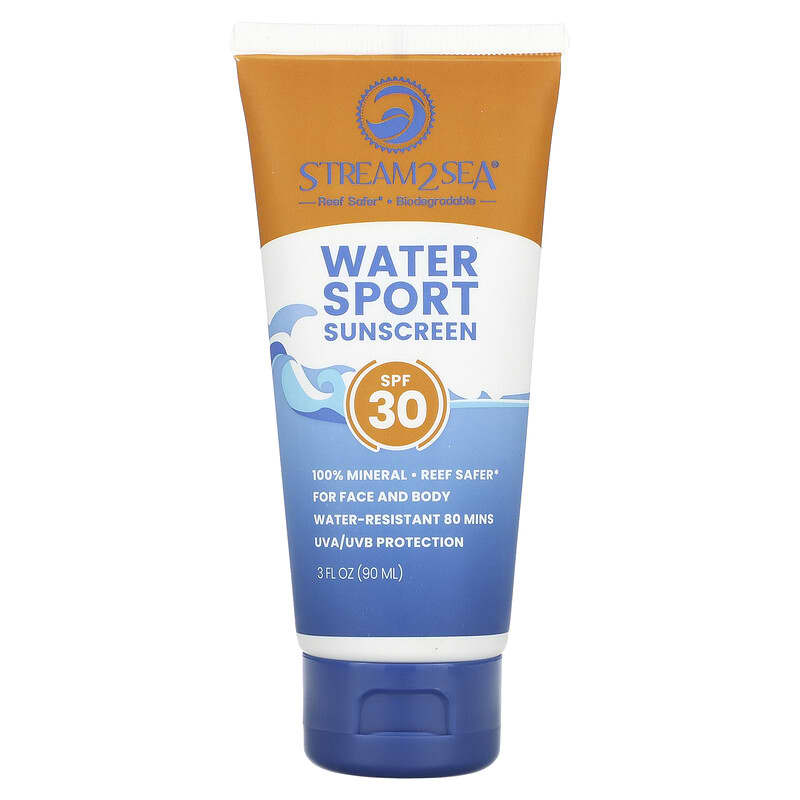 ウォータースポーツ サンスクリーン、SPF数値30、無香料、90ml（3液量