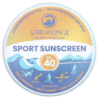 Stream2Sea, Солнцезащитное средство Sport, SPF 40, 80 г (2,8 унции)