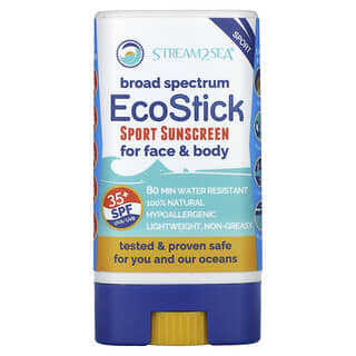 Stream2Sea, EcoStick Sport Sunscreen, SPF 35+, 14 g