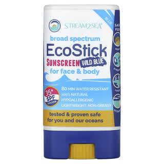Stream2Sea, EcoStick Sunscreen Wild Blue, SPF 35+, 14 г (0,5 унции)