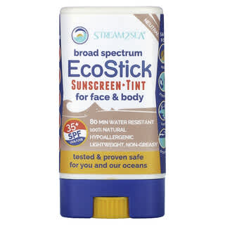 Stream2Sea, Tint EcoStick Sunscreen Tint, SPF 35+, neutralny, 14 g