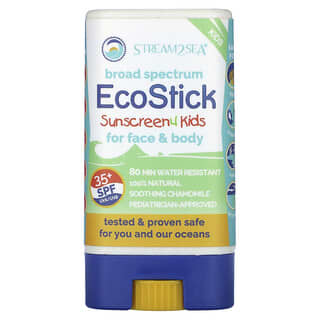 Stream2Sea, EcoStick Sunscreen 4 Kids, SPF 35+, без отдушек, 16 г (0,5 унции)