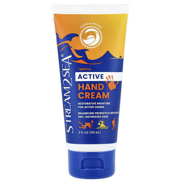 Stream2Sea, 액티브 핸드 크림, 트로피컬, 90ml(3fl oz)