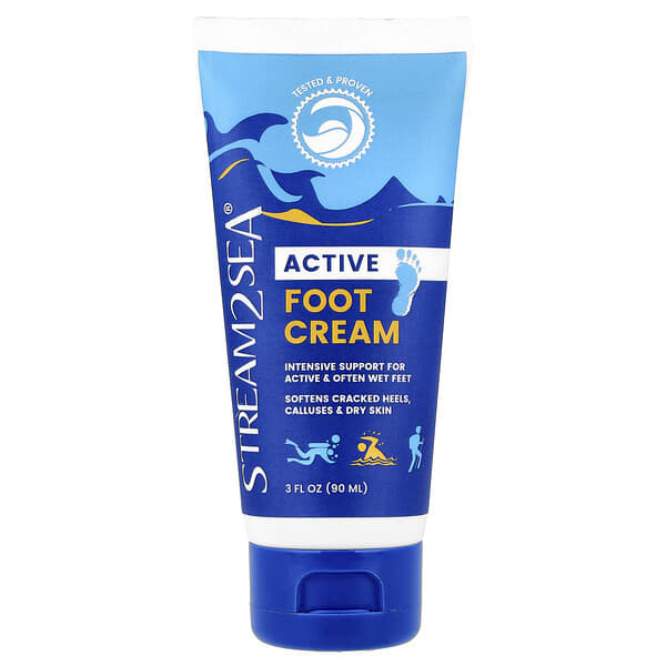 Stream2Sea, 액티브, 풋 크림, 90ml(3fl oz)