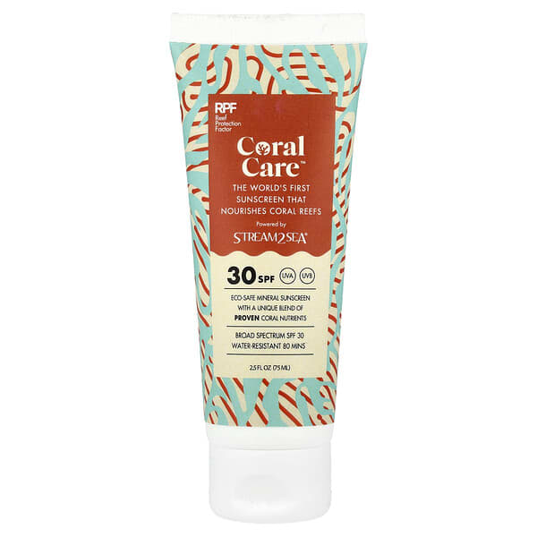Stream2Sea, Coral Care™ 자외선 차단제, SPF 30, 75ml(2.5fl oz)