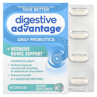 Schiff, Digestive Advantage®, codzienne probiotyki + intensywne wsparcie jelit, 96 kapsułek