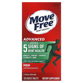 Schiff, Move Free 關節健康，高級加 MSM，含葡萄糖胺和軟骨素，120 片包衣片