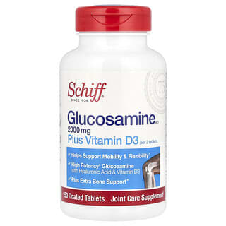 Schiff, Glucosamine HCl Plus Vitamin D3, 2,000 mg, 150 Coated Tablets (1,000 mg per Tablet)