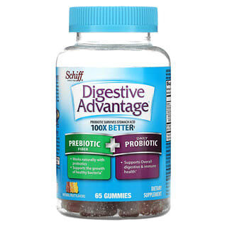 Schiff, Digestive Advantage，益生元纖維 + 日常益生菌，天然水果味，65 粒軟糖