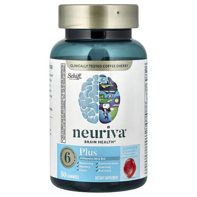 Schiff, Neuriva® Brain Health Gummies, With Vitamins B6 & B12, Strawberry Flavor, 50 Gummies