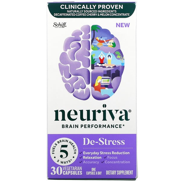 Schiff, Neuriva Brain Performance, De-Stress, 30 Vegetarian Capsules