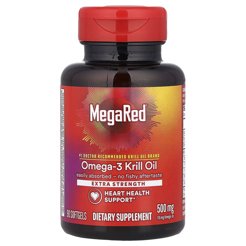 MegaRed®, Aceite de kril con omega-3, 500 mg, 90 cápsulas blandas