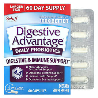 Schiff, Avantage digestif, Probiotique quotidien, 60 capsules