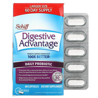 Schiff (شيف)‏, Digestive Advantage، بروبيوتيك يومي، 60 كبسولة