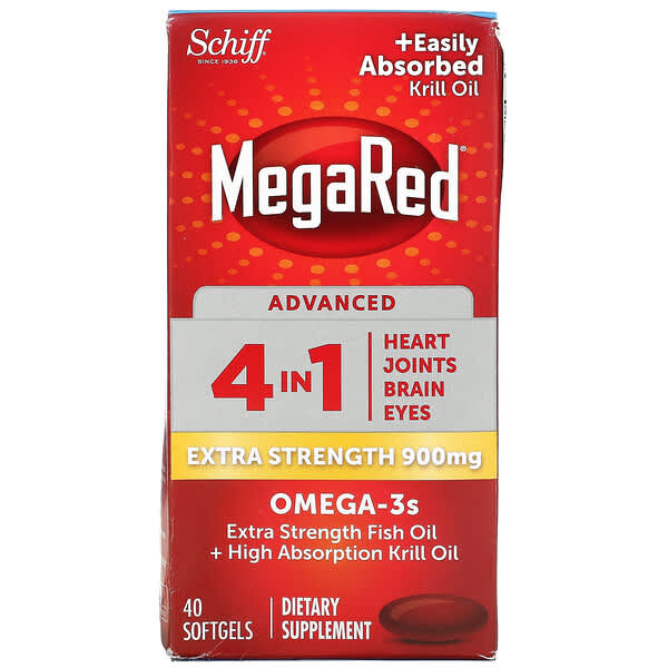Schiff, MegaRed, Advanced 4 In 1 Omega-3s, Extra Strength, 900 mg, 40 Softgels