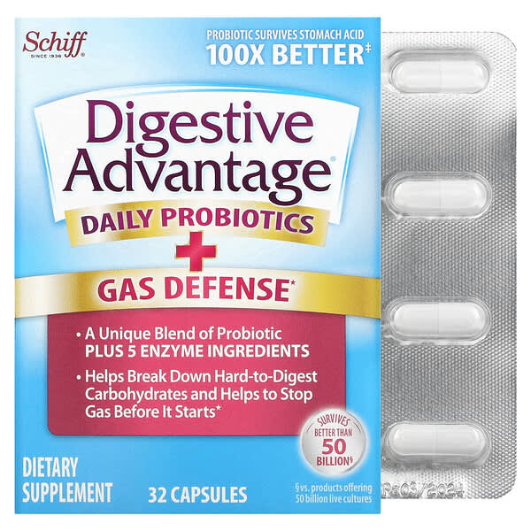 Schiff, Digestive Advantage, Daily Probiotics + Gas Defense, 32 Capsules