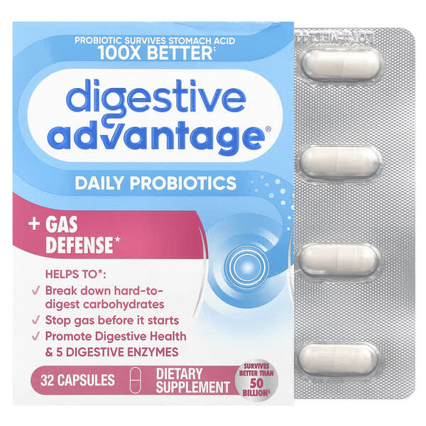 Digestive Advantage®, Daily Probiotics + Gas Defense, 32 Capsules