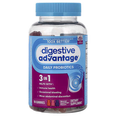 Schiff, Digestive Advantage®, Everyday Probiotic Gummies, Natural Superfruit Flavor, 90 Gummies