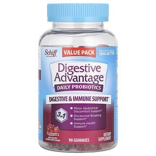 Schiff, Digestive Advantage®, ежедневные жевательные мармеладки с пробиотиками, смесь суперфруктов, 90 жевательных таблеток