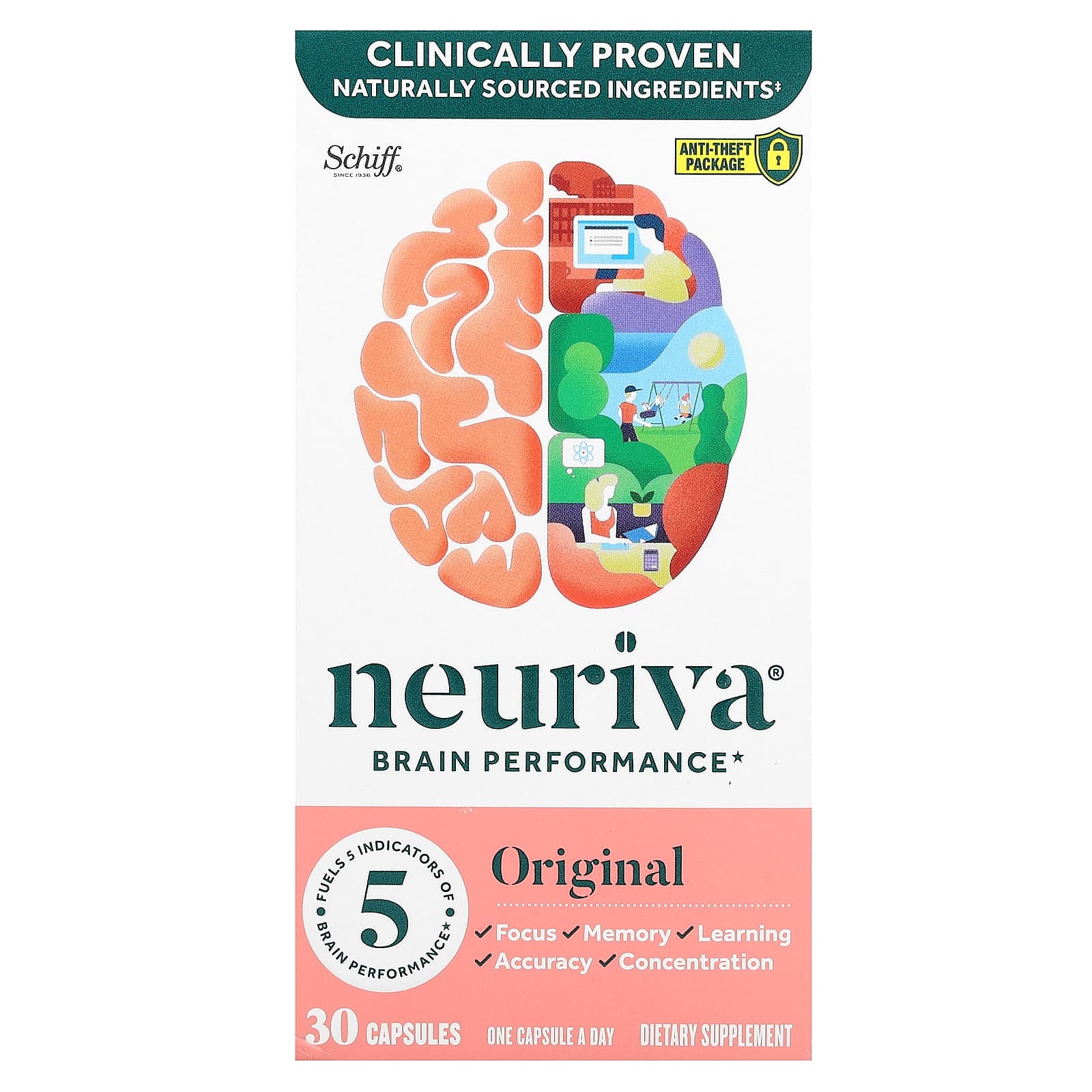 Neuriva, Desempenho Cerebral, Original, 30 Cápsulas