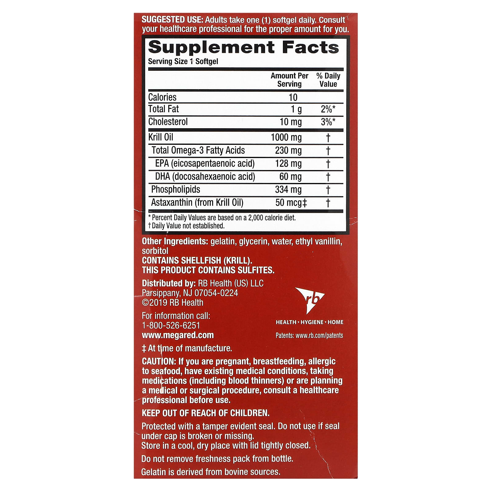 Schiff, MegaRed, Superior Omega3 Krill Oil, Ultra Strength, 1,000 mg