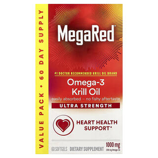 Schiff, MegaRed, Huile de krill oméga-3 supérieure, ultrapuissante, 1000 mg, 60 capsules à enveloppe molle