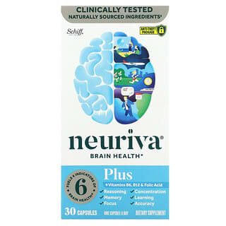 Schiff, Neuriva Brain Health, con vitamine B6, B12 e acido folico, 30 capsule
