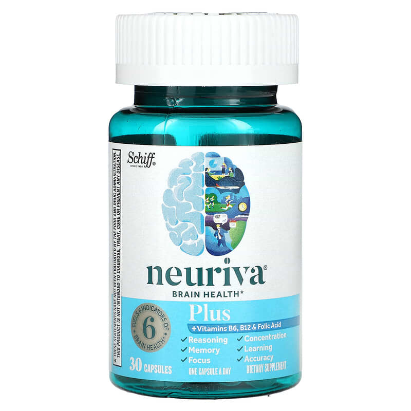 Neuriva（ニューリバ）ブレインヘルス、ビタミンB6 B12 葉酸配合、30粒