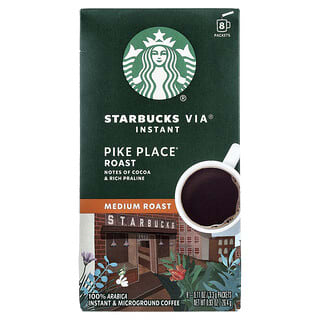 Starbucks, Kopi Segera VIA®, Panggang Sederhana, Panggang Pike Place®, 8 Paket, 0.11 oz (3.3 g) Setiap Satu