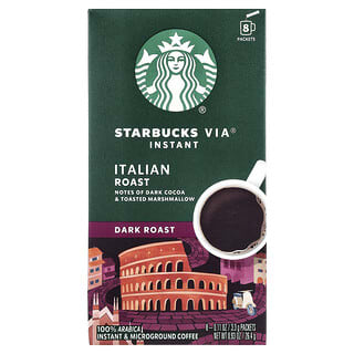 Starbucks, VIA® Instant Italian Roast Coffee, Microground, Dark Roast, 8 Packets, 0.11 oz (3.3 g) Each