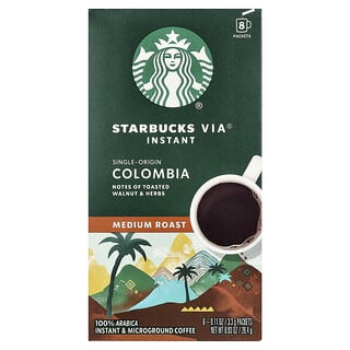 Starbucks, VIA® Instant Colombia Coffee, Medium Roast, 8 Packets, 0.11 oz (3.3 g) Each
