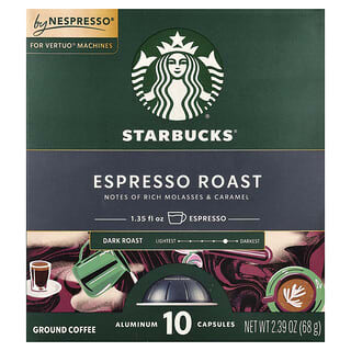 Starbucks, Nespresso® Espresso Panggang, Giling, Panggang Gelap, 10 Kapsul Aluminium