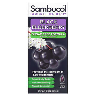 Sambucol, ブラックエルダーベリーシロップ、シュガーフリーフォーミュラ、120ml（4液量オンス）