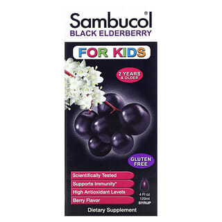 Sambucol‏, סירופ סמבוק שחור, לילדים, בטעם פירות יער, 120 מ''ל
