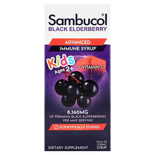 Sambucol, Kids, Black Elderberry, Advanced Immune Syrup, Ages 2+, 8,360 mg, 7.8 fl oz (230 ml)