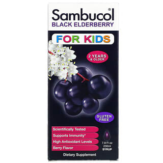 Sambucol, Jarabe de saúco negro, Para niños, Sabor a bayas, 230 ml (7,8 oz. líq.)