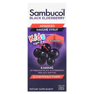 Sambucol, Kids, черная бузина, улучшенная формула сиропа для укрепления иммунитета, для детей от 2 лет, 8360 мг, 230 мл (7,8 жидк. унции)