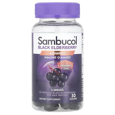 Sambucol, Black Elderberry with Vitamin C + Zinc, 30 Gummies