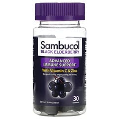 Sambucol, 黑接骨木果，含維生素 C + 鋅，30 粒軟糖