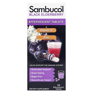 Sambucol, Sabugueiro Preto, Comprimidos Efervescentes + Vitamina C e Zinco, A Partir de 4 Anos de Idade, 15 Comprimidos Efervescentes