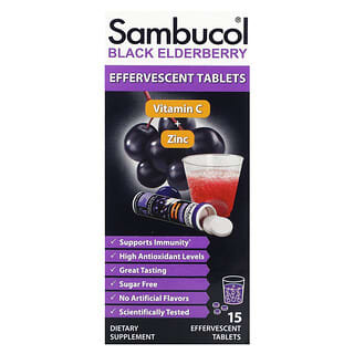 Sambucol, черная бузина, витамин C и цинк, 15 шипучих таблеток