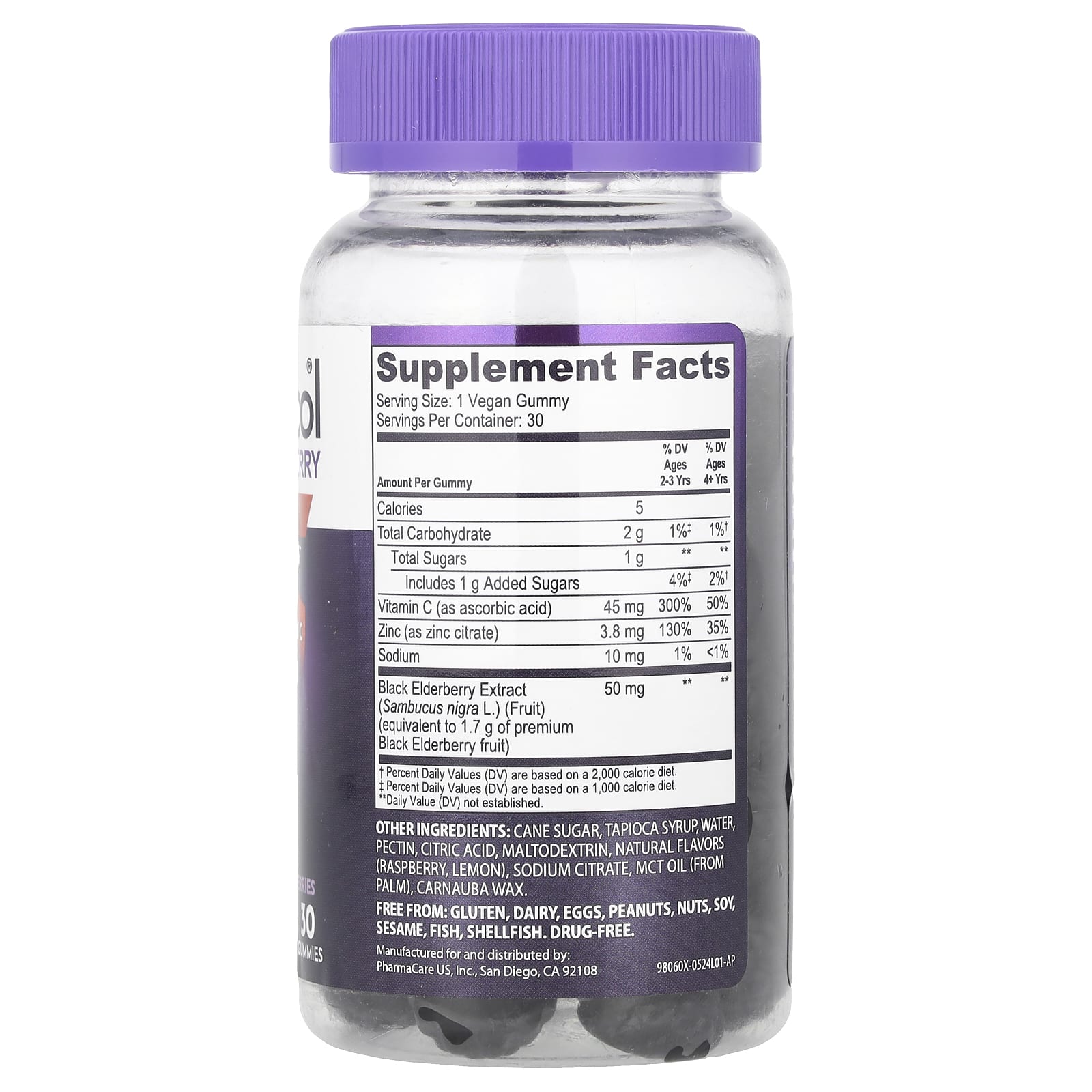 Sambucol, Kids Black Elderberry Gummies + Vitamin C + Zinc, schwarze