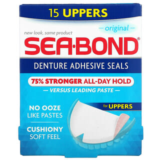SeaBond, Sellos adhesivos para dentaduras postizas, Original, 15 partes superiores