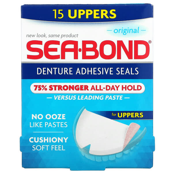 SeaBond, Denture Adhesive Seals, Original, 15 Uppers