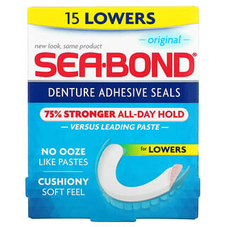 SeaBond, Sellos adhesivos para dentaduras postizas, Original, 15 partes inferiores