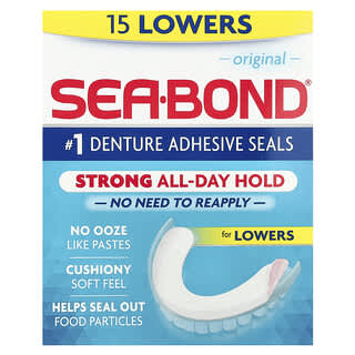 SeaBond, 假牙粘合密封胶，原味，15 颗下排假牙